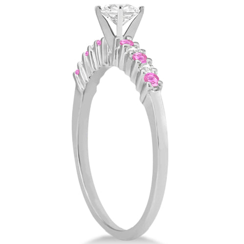 Diamond & Pink Sapphire Engagement Ring 14k White Gold (0.15ct)