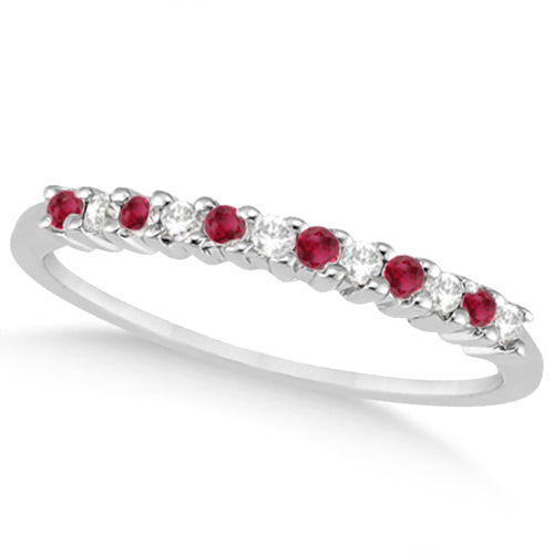 Petite Diamond & Ruby Wedding Band 14k White Gold (0.20ct)