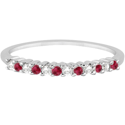 Petite Diamond & Ruby Wedding Band 14k White Gold (0.20ct)