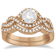 Diamond Infinity Halo Engagement Ring & Band Set 14K Rose Gold (0.60ct)