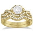 Diamond Infinity Halo Engagement Ring & Band Set 14K Yellow Gold (0.60ct)