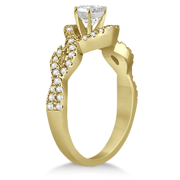 Diamond Infinity Halo Engagement Ring & Band Set 14K Yellow Gold (0.60ct)