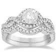 Diamond Infinity Halo Engagement Ring & Band Set 18K White Gold (0.60ct)
