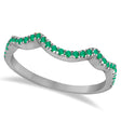 Contoured Semi Eternity Emerald Wedding Band 18K White Gold (0.21ct)