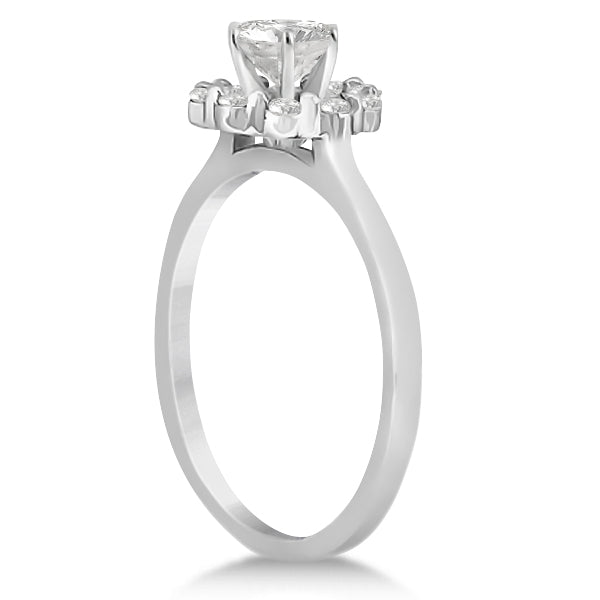 Floral Diamond Halo Engagement Ring Setting 14k White Gold (0.20ct)