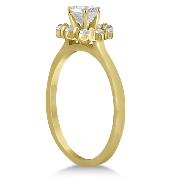 Floral Diamond Halo Engagement Bridal Set 14k Yellow Gold (0.40ct)
