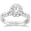 Floral Diamond Halo Engagement Bridal Set Palladium (0.40ct)