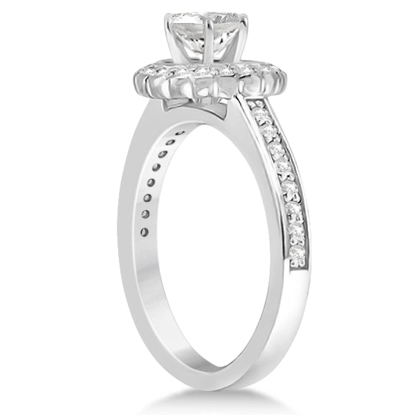 Modern Flower Halo Diamond Engagement Set Platinum (0.50ct)