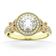 Diamond & Pink Sapphire Butterfly Engagement Ring 14k Yellow Gold (0.35ct)