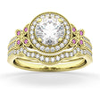 Butterfly Diamond & Pink Sapphire Engagement Set 18k Yellow Gold (0.50ct)