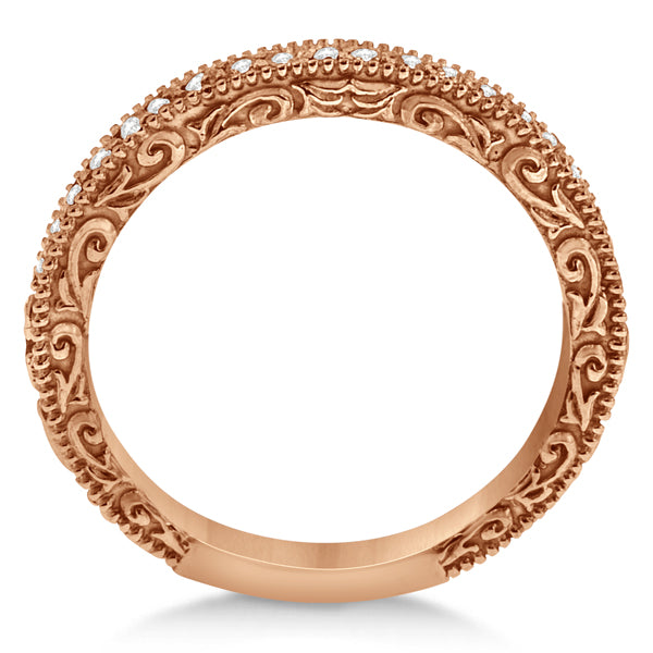 Milgrain & Filigree Diamond Wedding Band 14kt Rose Gold (0.20ct.)