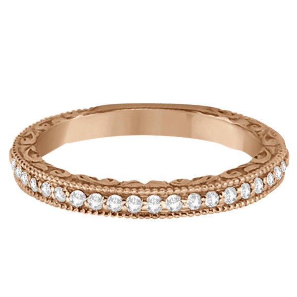 Milgrain & Filigree Diamond Wedding Band 14kt Rose Gold (0.20ct.)