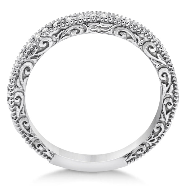 Milgrain & Filigree Diamond Wedding Band Palladium (0.20ct.)