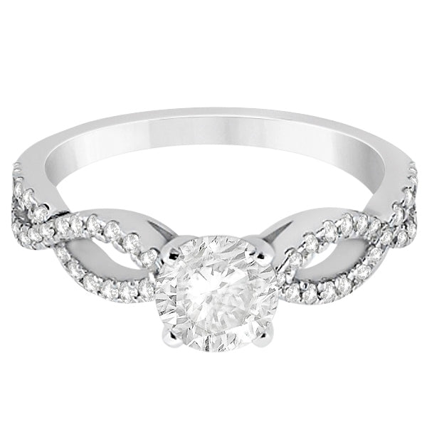 Diamond Twist Infinity Engagement Ring Setting 14K White Gold (0.40ct)