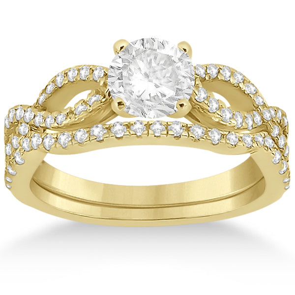 Infinity Twist Diamond Ring with Band Setting 14K Yellow Gold (0.60ct)