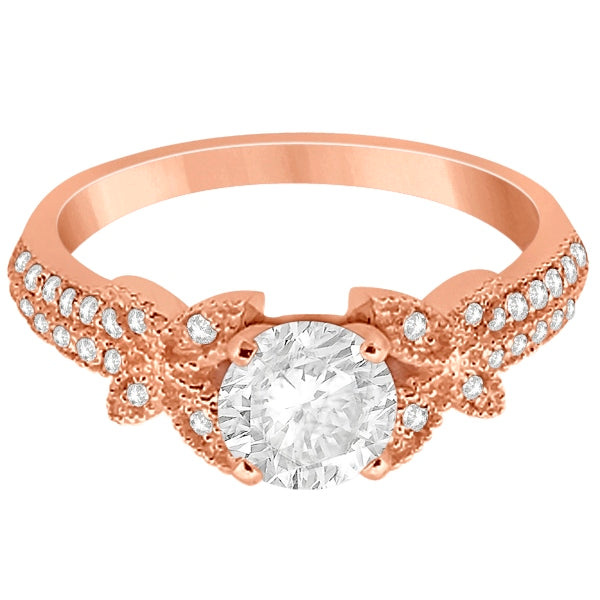 Butterfly Milgrain Diamond Engagement Ring 14K Rose Gold (0.25ct)