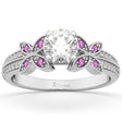Diamond & Pink Sapphire Butterfly Engagement Ring 14K White Gold