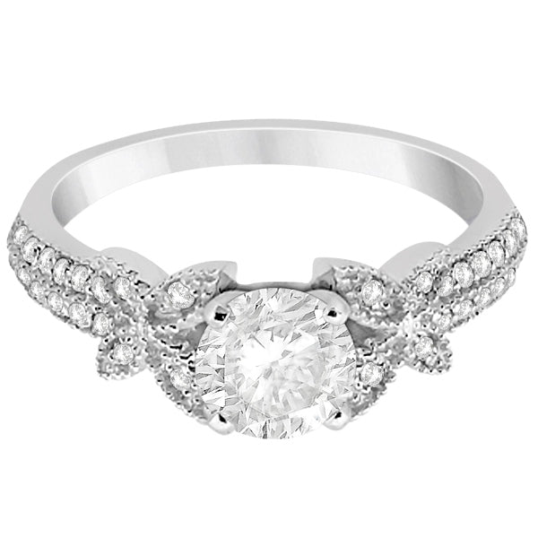 Butterfly Milgrain Diamond Engagement Ring Platinum (0.25ct)