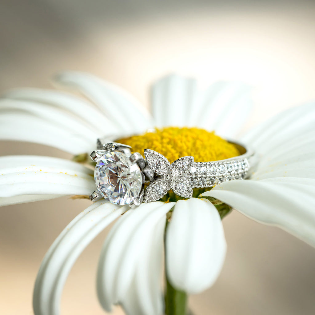 Butterfly Milgrain Diamond Engagement Ring Platinum (0.25ct)