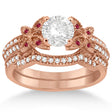 Butterfly Diamond & Ruby Bridal Set 14K Rose Gold (0.39ct)