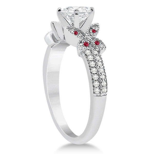 Butterfly Diamond & Ruby Bridal Set 14K White Gold (0.39ct)