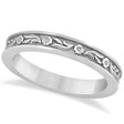 Hand-Carved Eternity Flower Design Wedding Band in 14k White Gold