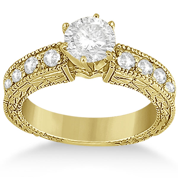 0.70ct Vintage Style Diamond Engagement Ring Setting 14k Yellow Gold