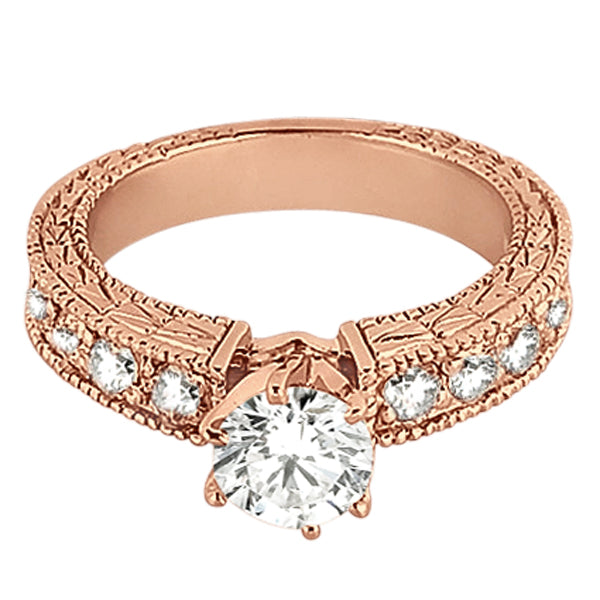 0.70ct Antique Style Diamond Engagement Ring Setting 18k Rose Gold