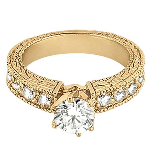 0.70ct Vintage Style Diamond Engagement Ring Setting 18k Yellow Gold