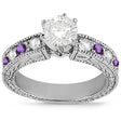 Antique Diamond & Amethyst Engagement Ring Palladium (0.75ct)