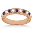 Antique Diamond & Lab Alexandrite Wedding Ring 14kt Rose Gold (1.05ct)