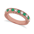 Antique Diamond & Emerald Wedding Ring 18kt Rose Gold (1.03ct)