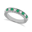 Antique Diamond & Emerald Wedding Ring Platinum (1.03ct)