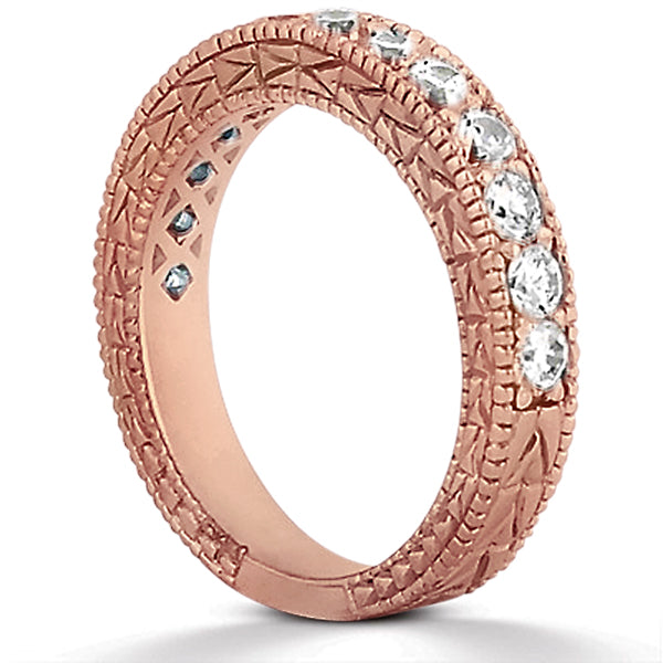 Antique Style Pave Set Wedding Ring Band 14k Rose Gold (1.00ct)