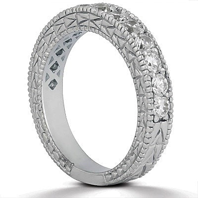 Antique Style Pave Set Wedding Ring Band 14k White Gold (1.00ct)