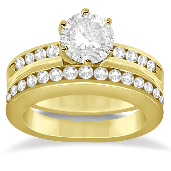Classic Channel Set Diamond Bridal Ring Set 14K Yellow Gold (0.72ct)