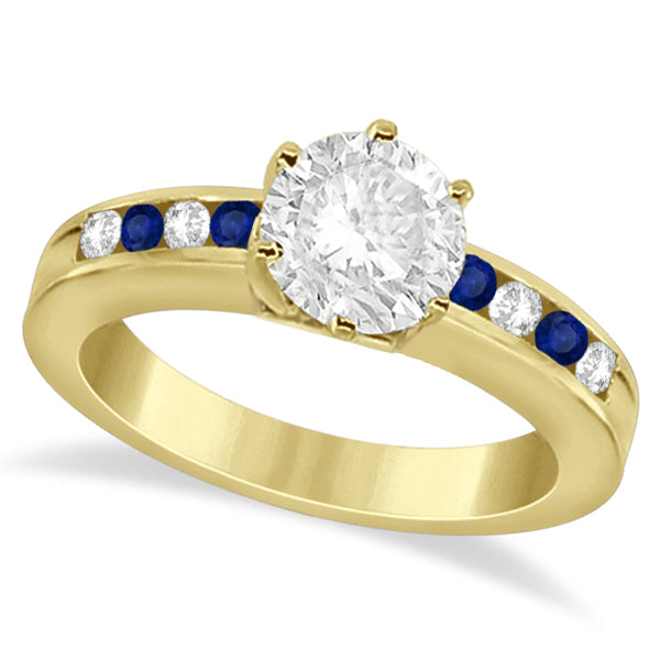 Semi-Eternity Blue Sapphire Gem Bridal Set 18K Yellow Gold (0.96ct)