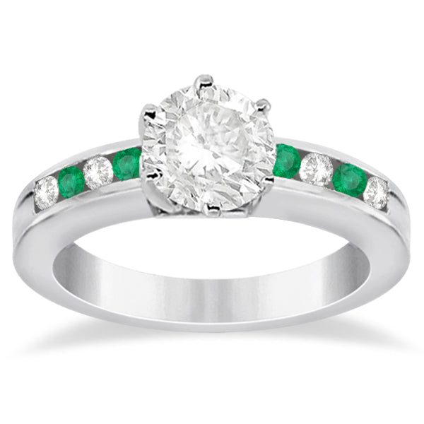 Semi-Eternity Emerald Gemstone Bridal Set 18K White Gold (0.96ct)