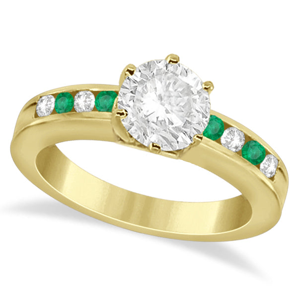 Semi-Eternity Emerald Gemstone Bridal Set 18K Yellow Gold (0.96ct)