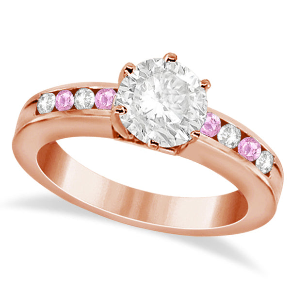 Semi-Eternity Pink Sapphire Gem Bridal Set 18K Rose Gold (0.96ct)