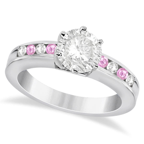 Semi-Eternity Pink Sapphire Gem Bridal Set 18K White Gold (0.96ct)