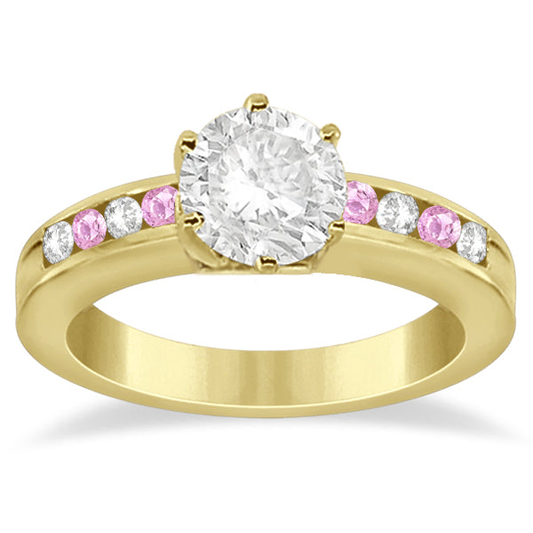 Semi-Eternity Pink Sapphire Gem Bridal Set 18K Yellow Gold (0.96ct)