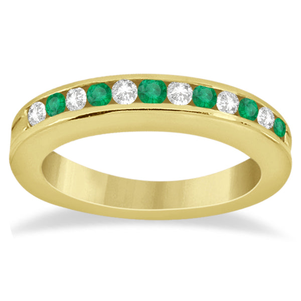 Semi-Eternity Emerald Wedding Band 18K Yellow Gold (0.56ct)