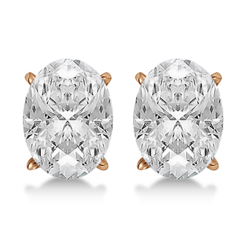 0.75ct. Oval-Cut Diamond Stud Earrings 14kt Rose Gold (H, SI1-SI2)
