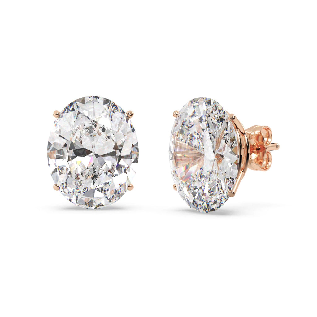0.75ct. Oval-Cut Lab Diamond Stud Earrings 18kt Rose Gold (F-G, VS1)