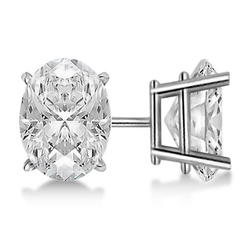 0.75ct. Oval-Cut Lab Diamond Stud Earrings 14kt White Gold (F-G, VS1)