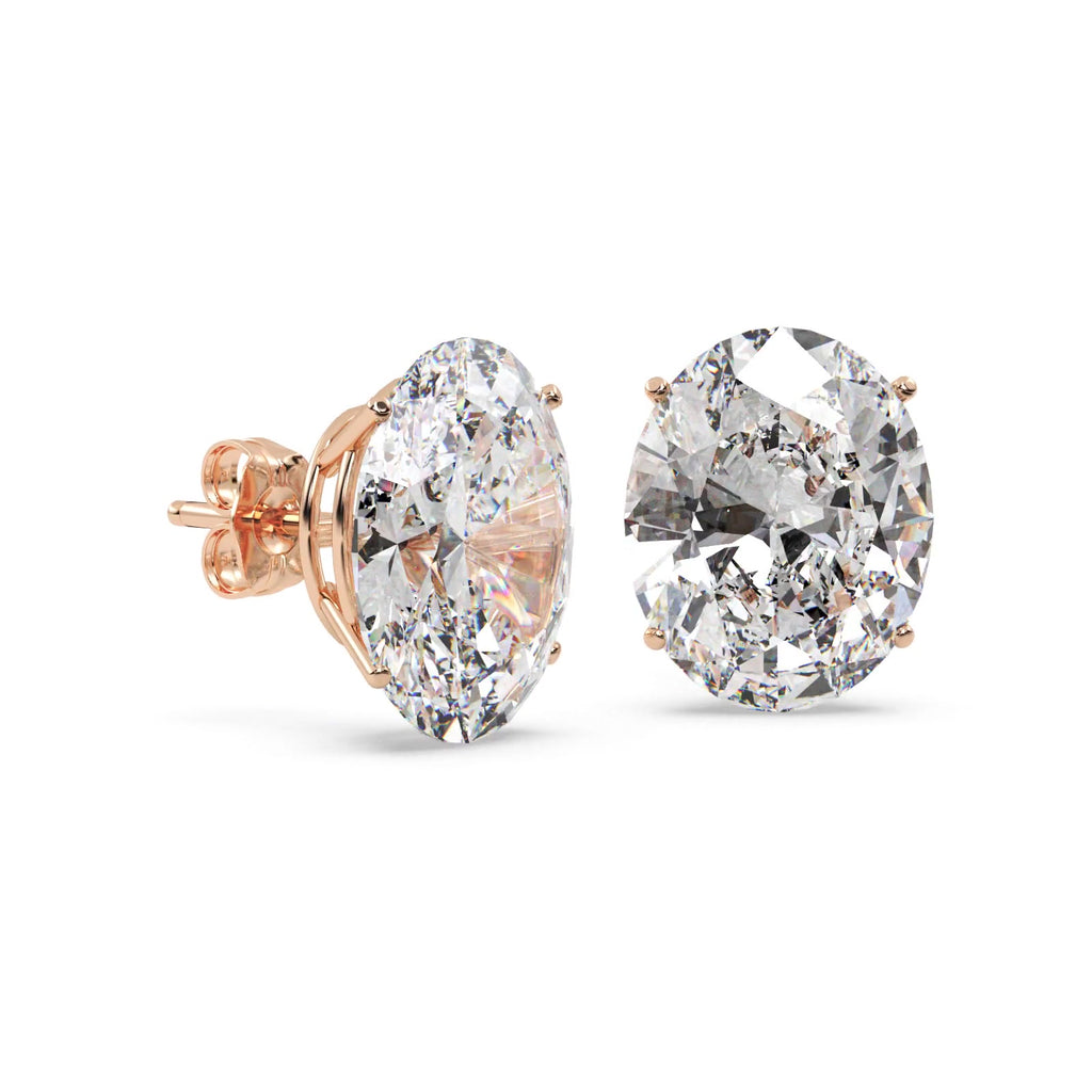 2.00ct. Oval-Cut Moissanite Stud Earrings 18kt Rose Gold (F-G, VVS1)