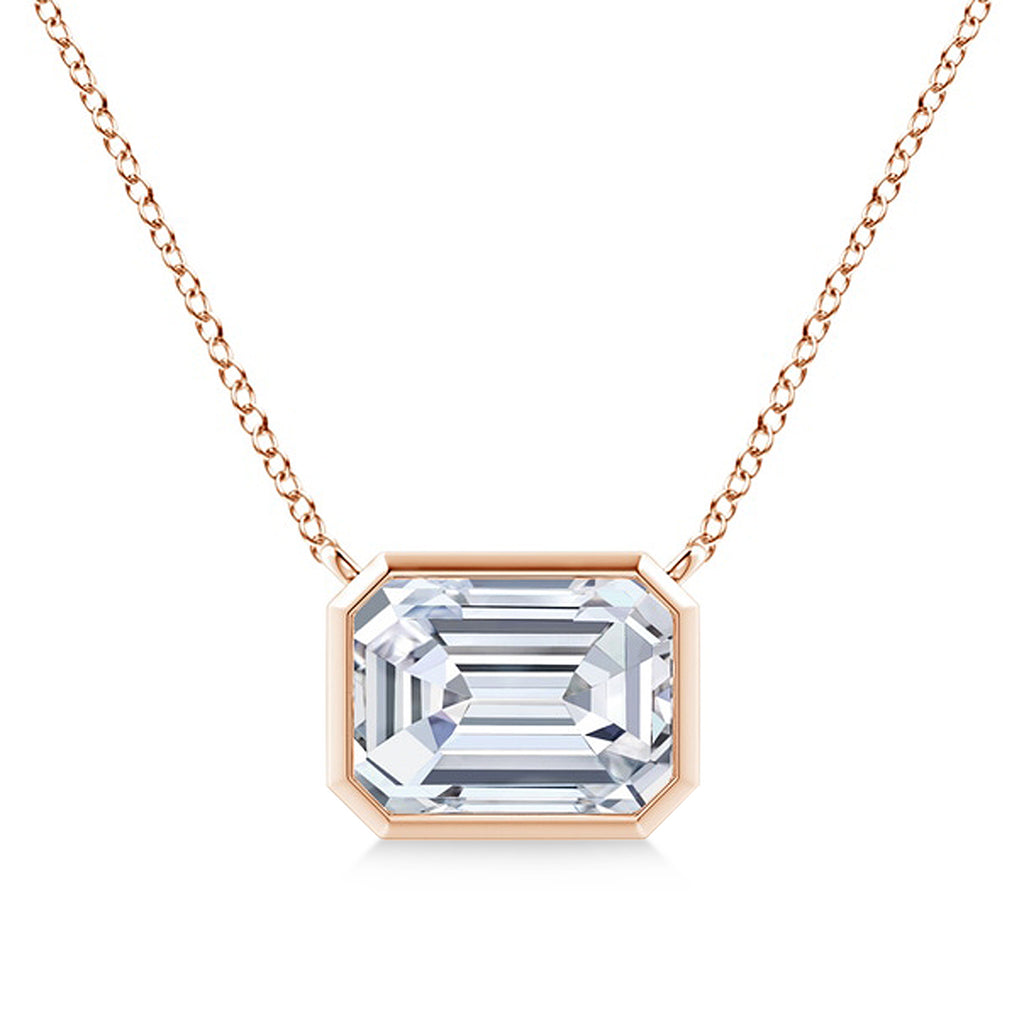 Lab Diamond Bezel Pendant Necklace 14K Rose Gold (0.66ct)