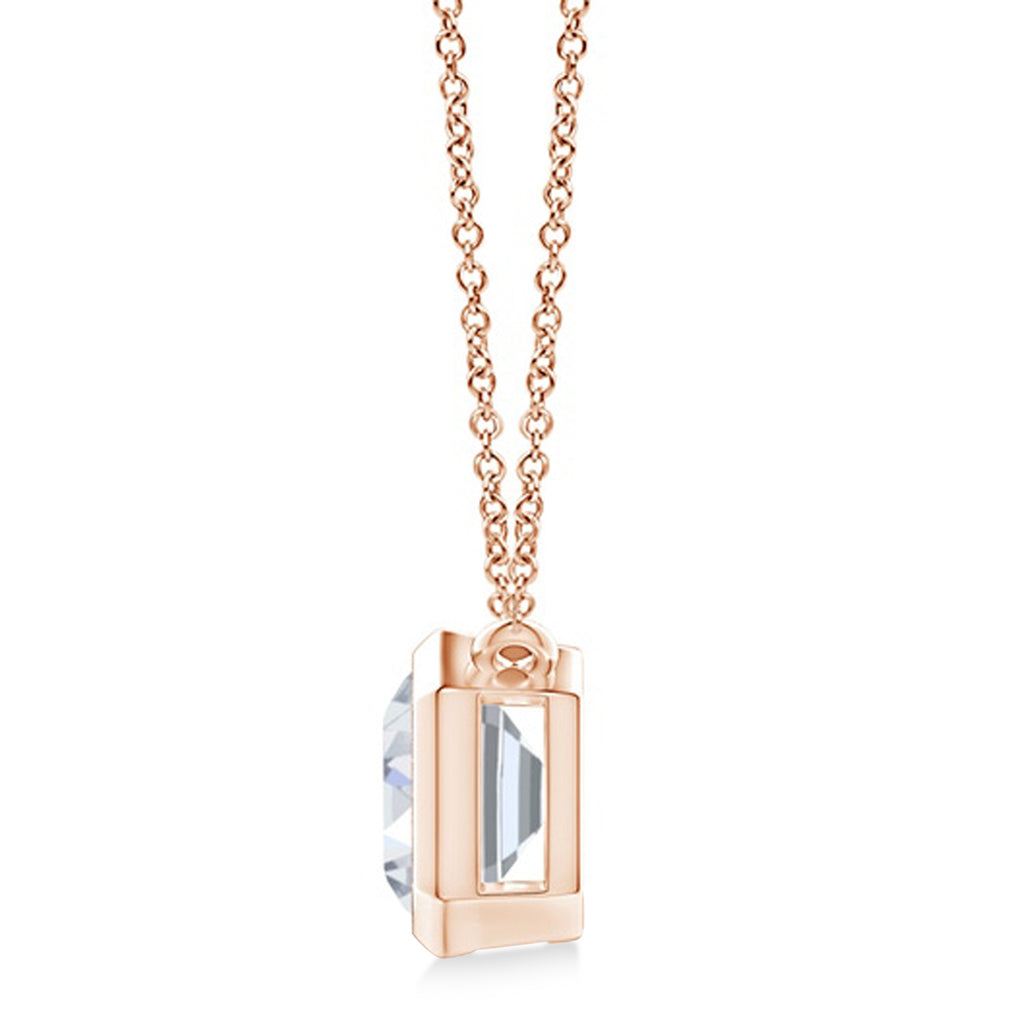 Lab Diamond Bezel Pendant Necklace 14K Rose Gold (0.66ct)