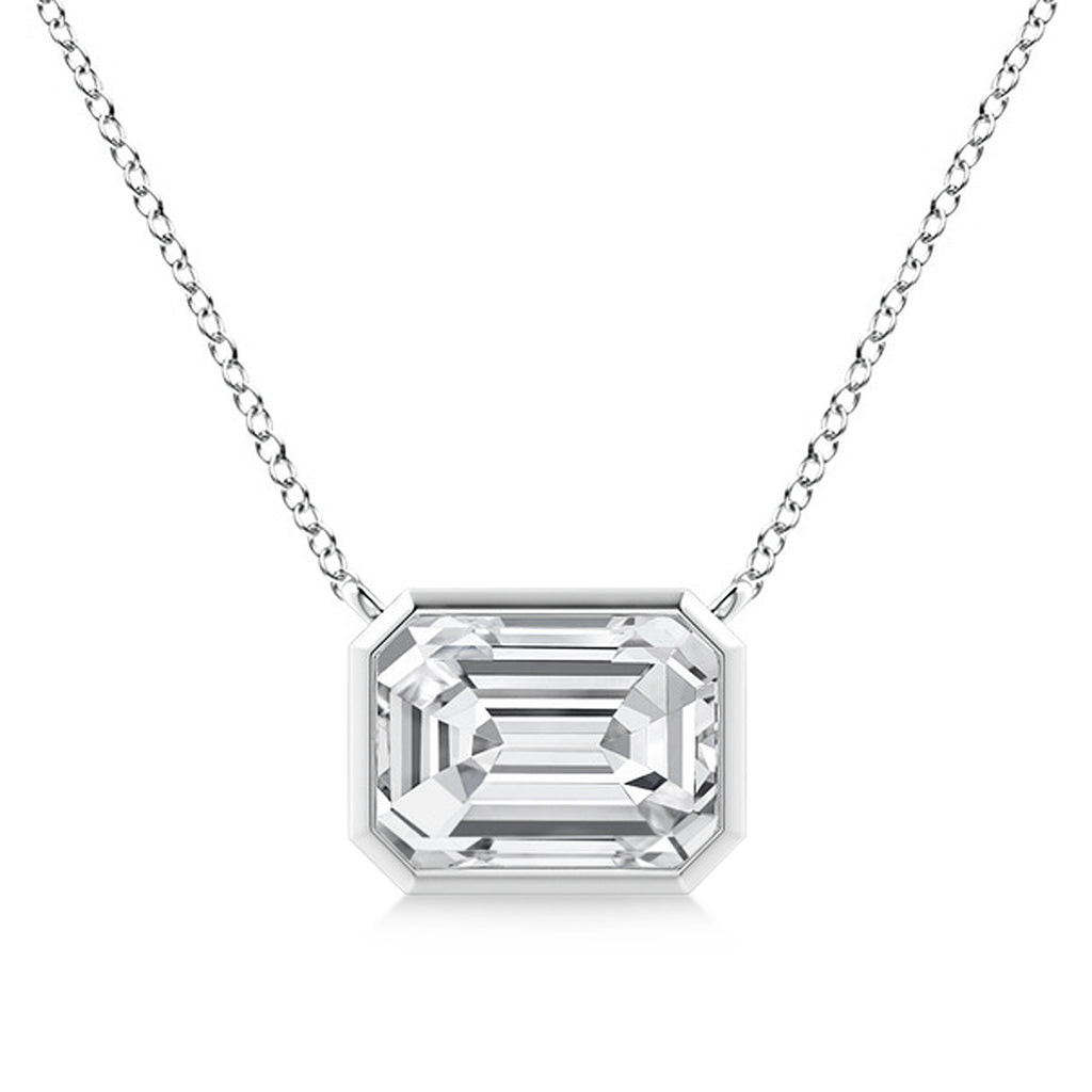 Lab Diamond Bezel Pendant Necklace 14K White Gold (0.66ct)